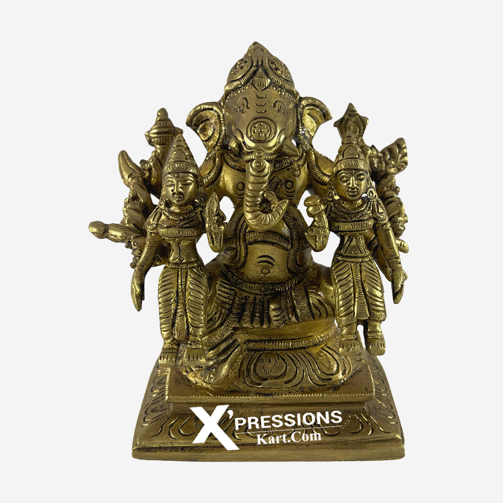 Brass Dancing Ganesh With Base 5 Inches