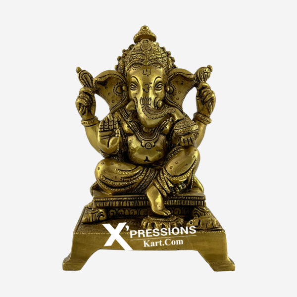 Ganesh Ji Sitting OnAasan And Chowki In Superfine Finish 7 Inches