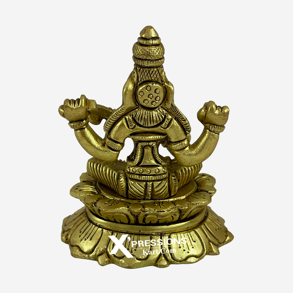 Brass Saraswati Ji Superfine In Lotus 3.5 Inches