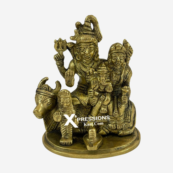 brass shiv family nandi idols